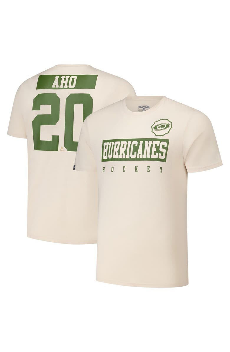 LEVELWEAR Men's Levelwear Sebastian Aho Khaki Carolina Hurricanes 2024 NHL Military Appreciation Richmond Delta Player Name & Number T-Shirt, Alternate, color, Khaki