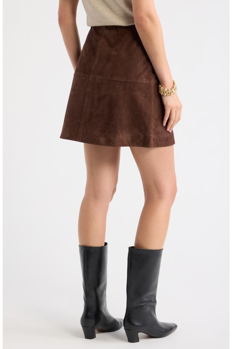 Suede Leather Miniskirt, Alternate, color, BROWN CHICORY