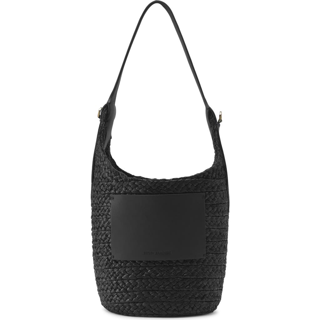 Helen Kaminski Nisida Raffia Bucket Bag In Charcoal/black