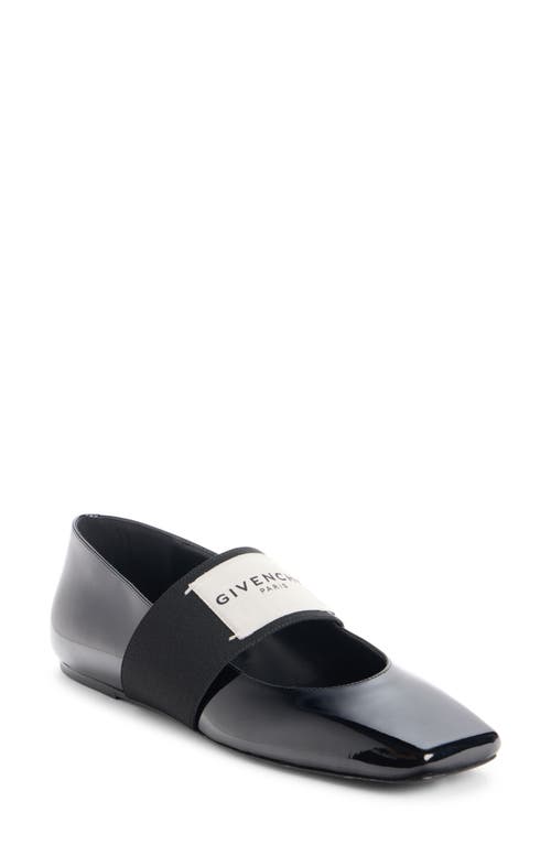 Givenchy Sliced Square Ballerinas In Patent Leather In Black