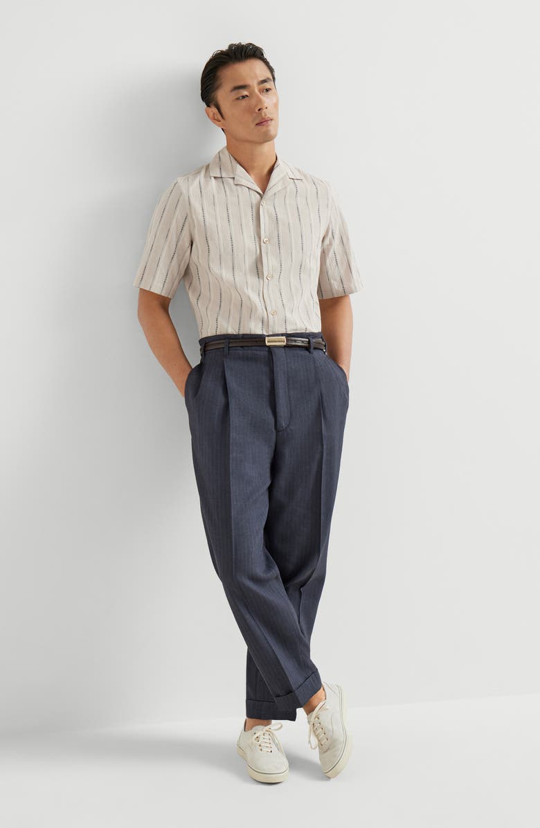 Brunello Cucinelli Chevron trousers, Alternate, color, Navy Blue