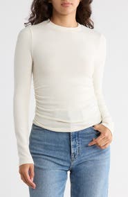 Madewell Long Sleeve Ruched Brushed Jersey Top