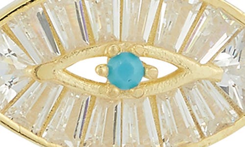 Sphera Milano 14k Over Silver Synthetic Turquoise Cz Evil Eye Earrings In Gold