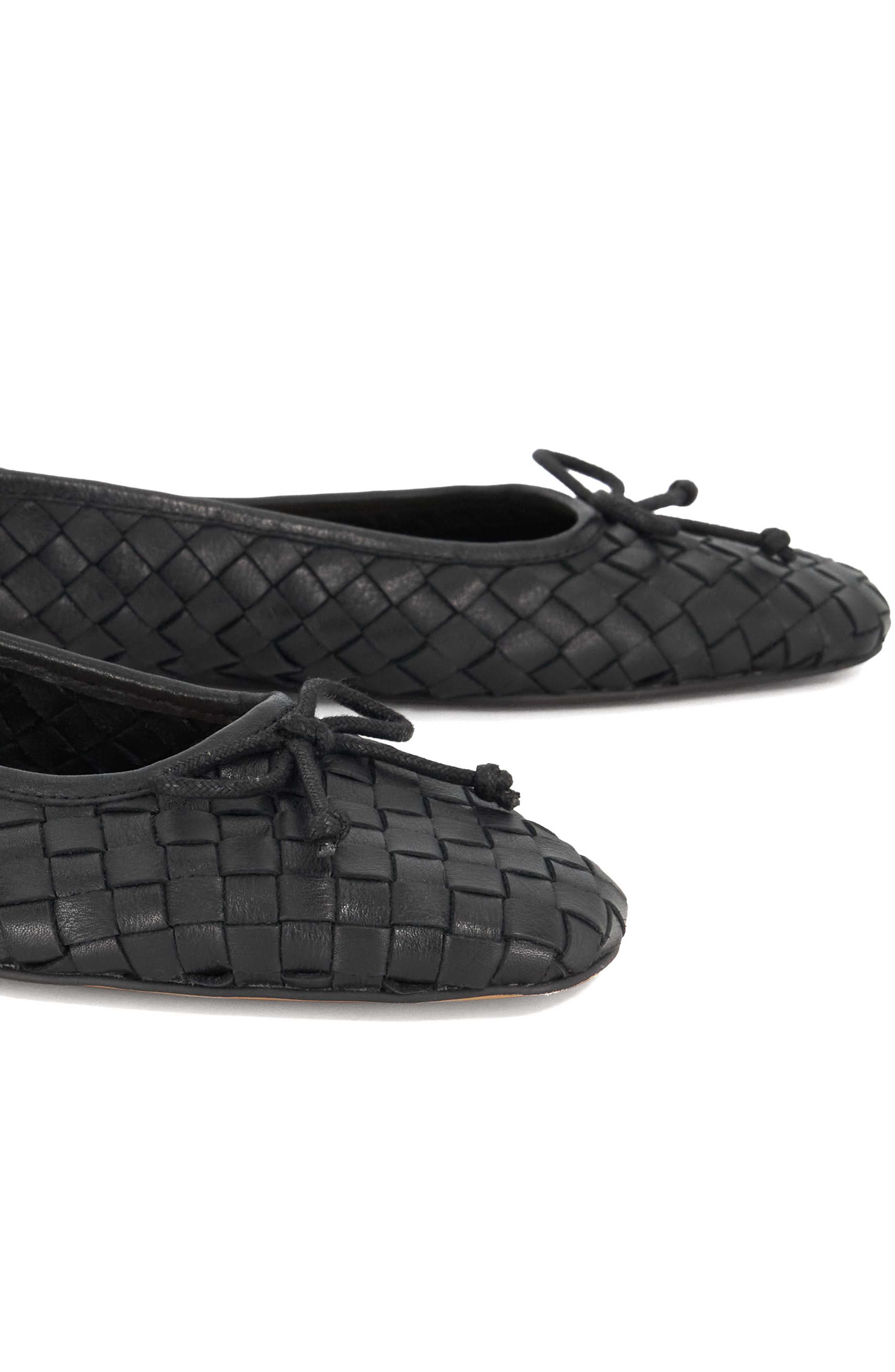 Dune London Heat Leather Ballet Flat, Alternate, color, Black