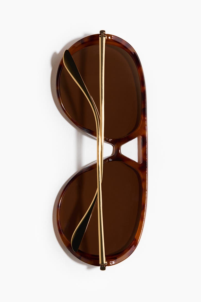 Aviator-style Sunglasses, Alternate, color, Brown/tortoiseshell pattern
