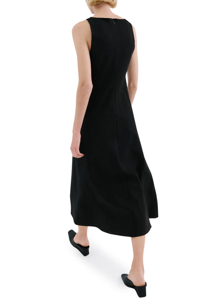 MANGO Sleeveless Midi Dress, Alternate, color, Black