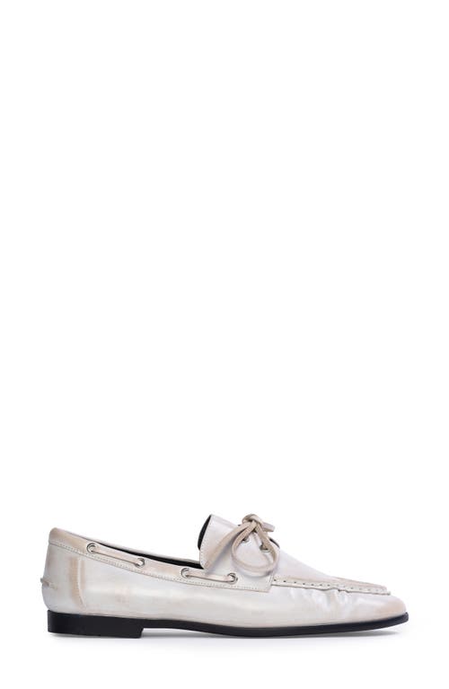 Black Suede Studio Leather Lace-up Boat Loafers In White Vintage