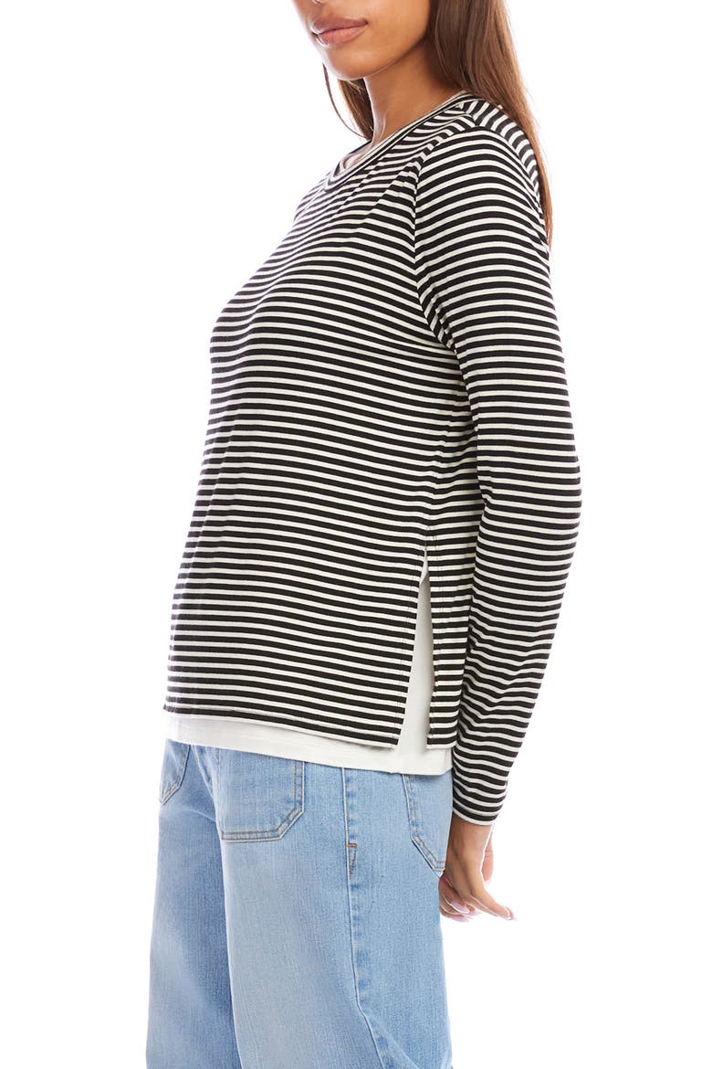 Stripe Layered Side Slit Top, Alternate, color, BOW