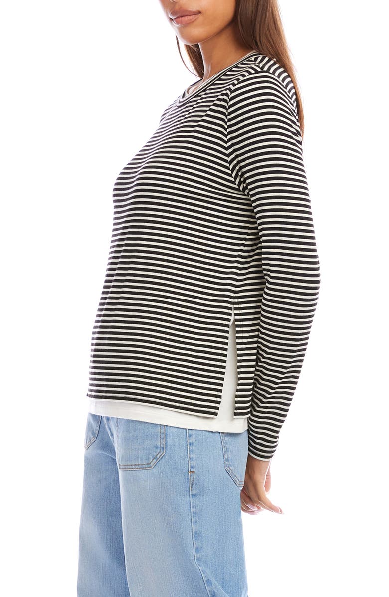 Karen Kane Stripe Layered Side Slit Top, Alternate, color, Bow