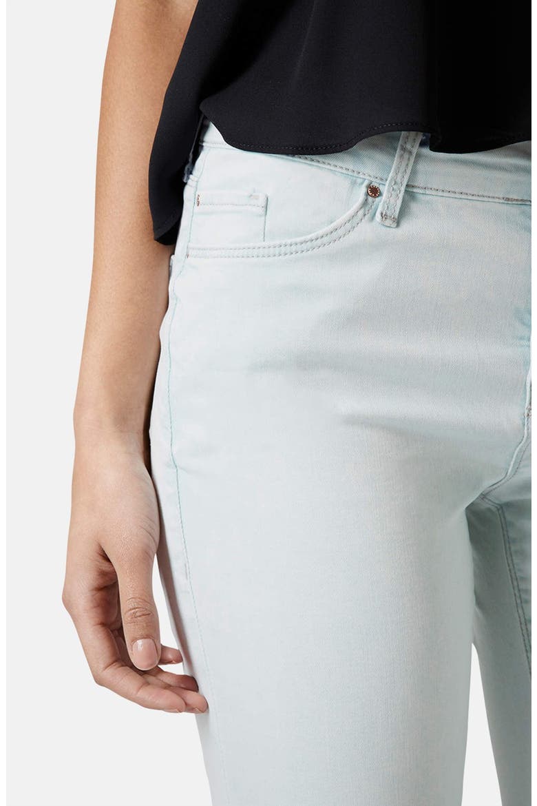 Moto 'Leigh' Mid Rise Skinny Jeans, Alternate, color, LIGHT DENIM
