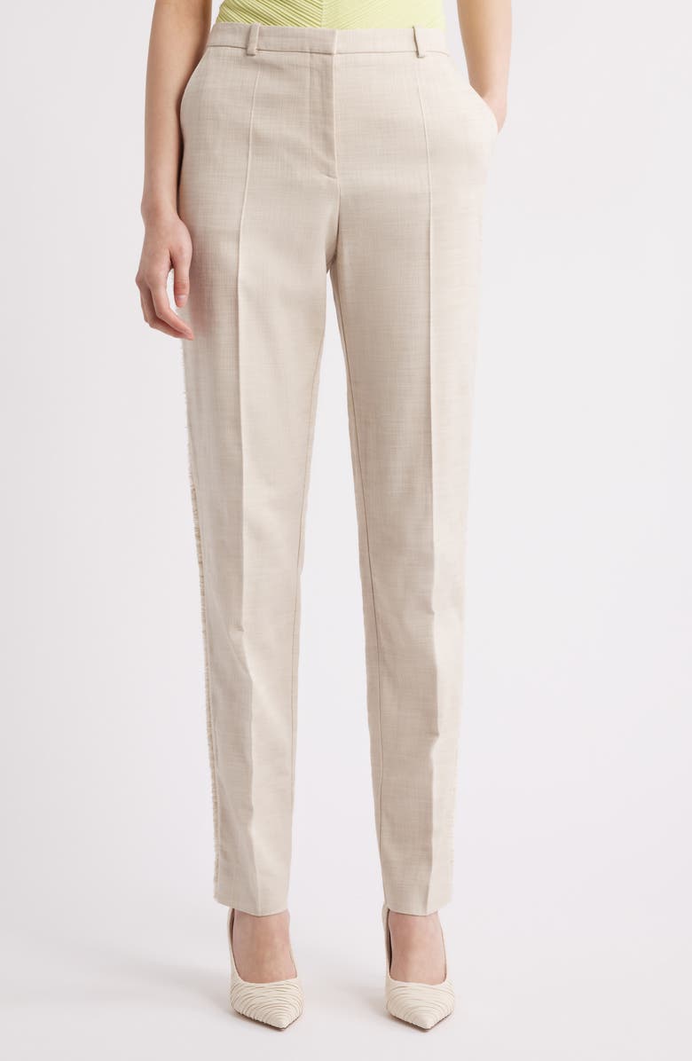 BOSS Tanya Straight Leg Pants, Main, color, Light Beige Melange