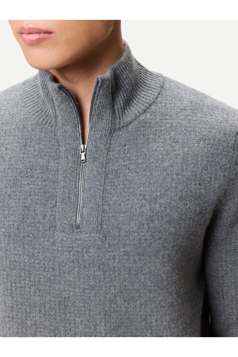 Men's Cashmere Waffle Knit Half-Zip Sweater, Alternate, color, stone gray