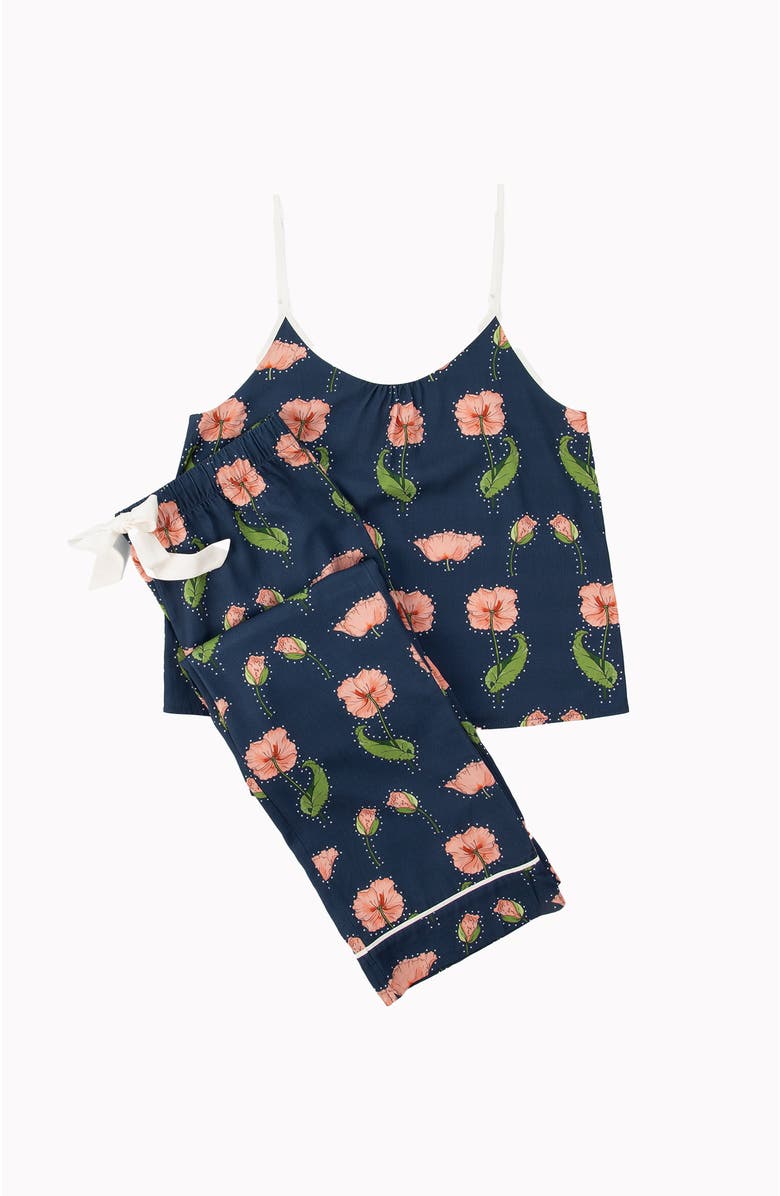 Katie Kime Rhinestone Flower Pant Set, Alternate, color, Navy