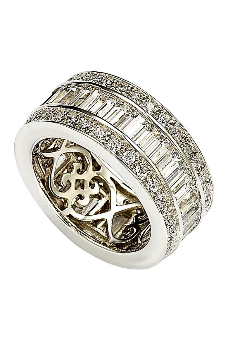 SUZY LEVIAN Sterling Silver White Cubic Zirconia Thick Eternity Band Ring, Main, color, White