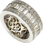 SUZY LEVIAN Sterling Silver White Cubic Zirconia Thick Eternity Band Ring