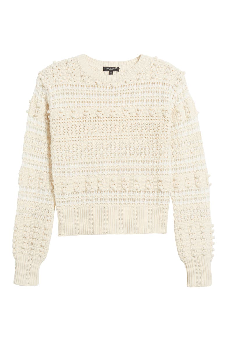 Open Stitch Pom Sweater, Alternate, color, WHITE