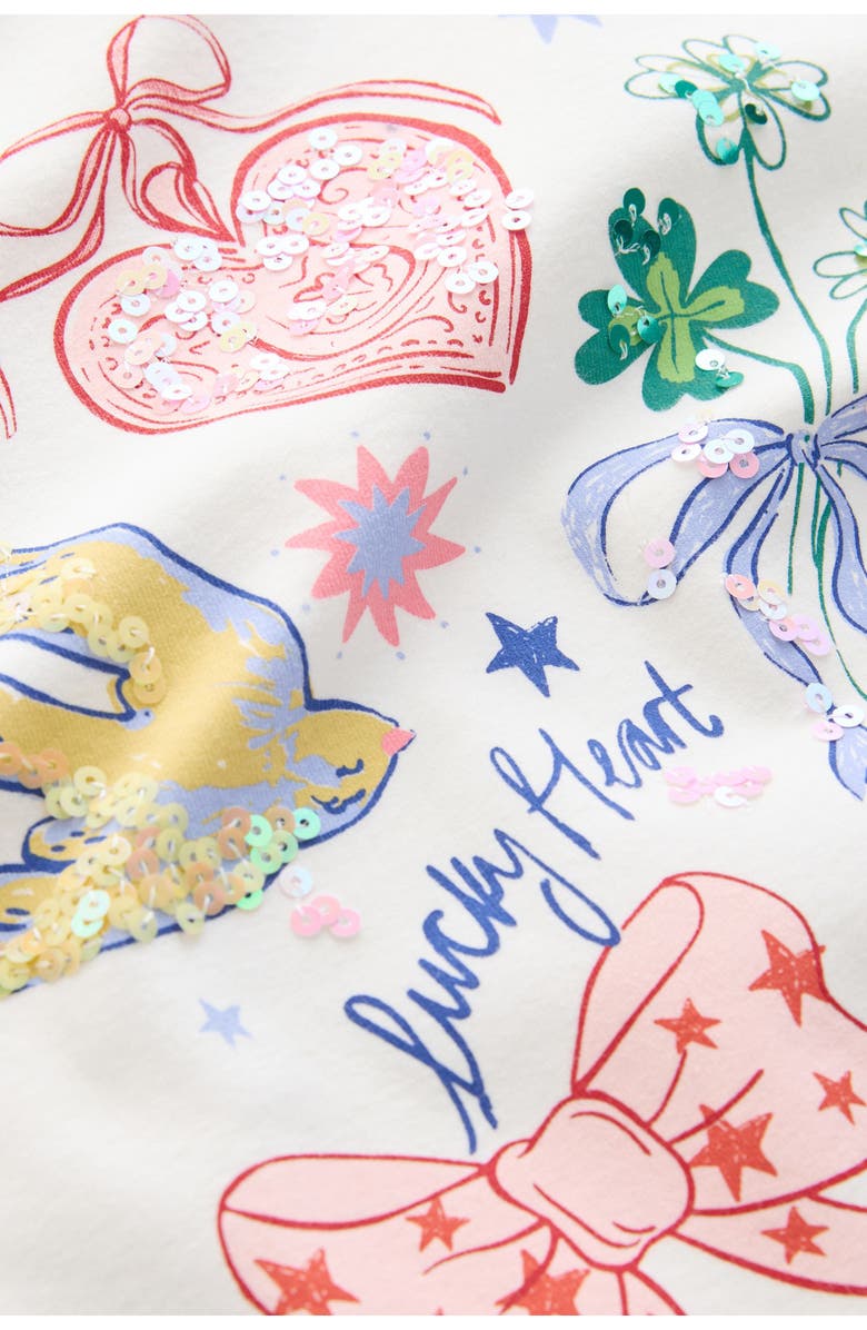 NEXT Kids' Floral Sequin Long Sleeve T-Shirt, Alternate, color, White