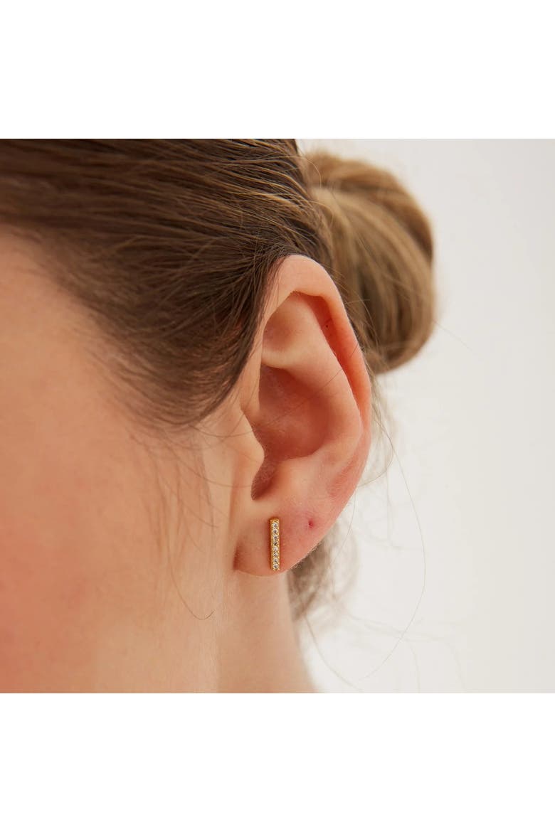 Sterling Silver Zirconia Bar Stud Earring, Alternate, color, Gold