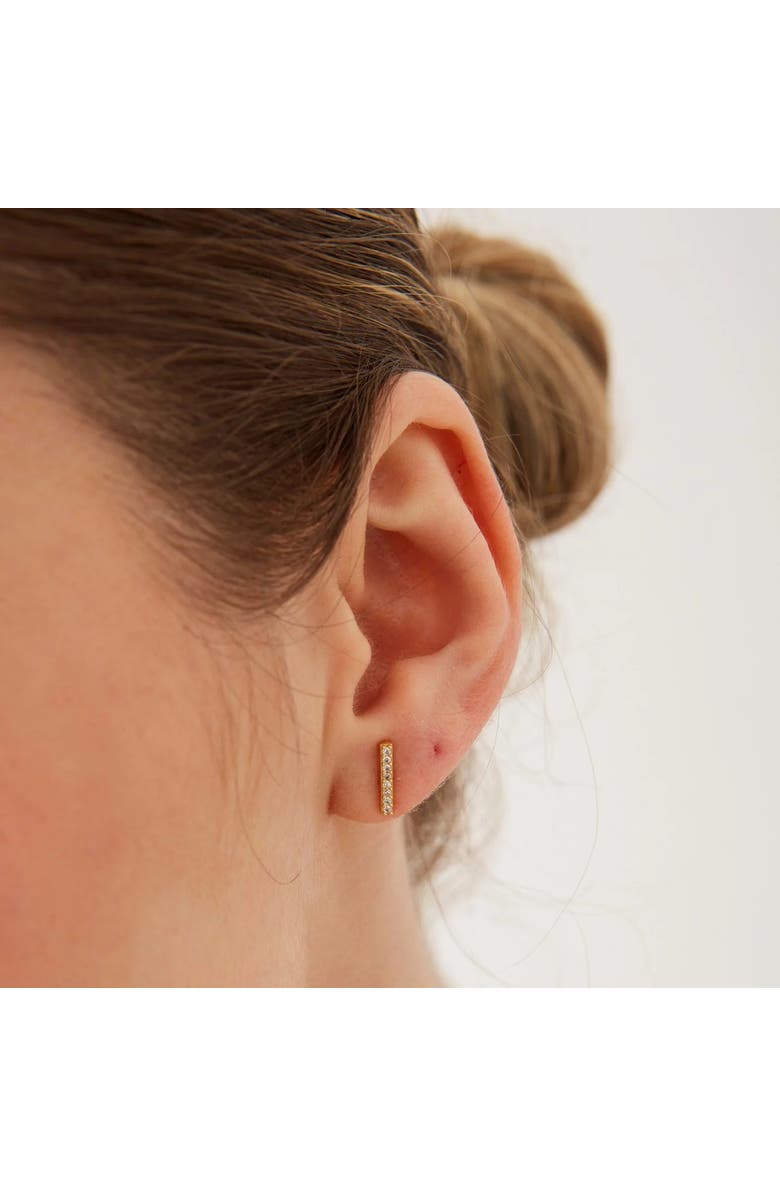 Spero London Sterling Silver Zirconia Bar Stud Earring, Alternate, color, Gold