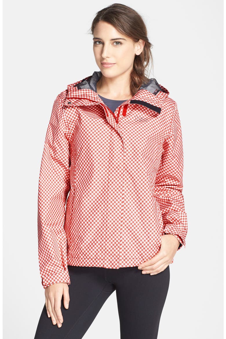 'Nine K' Rain Jacket, Main, color, RED CHECK PRINT