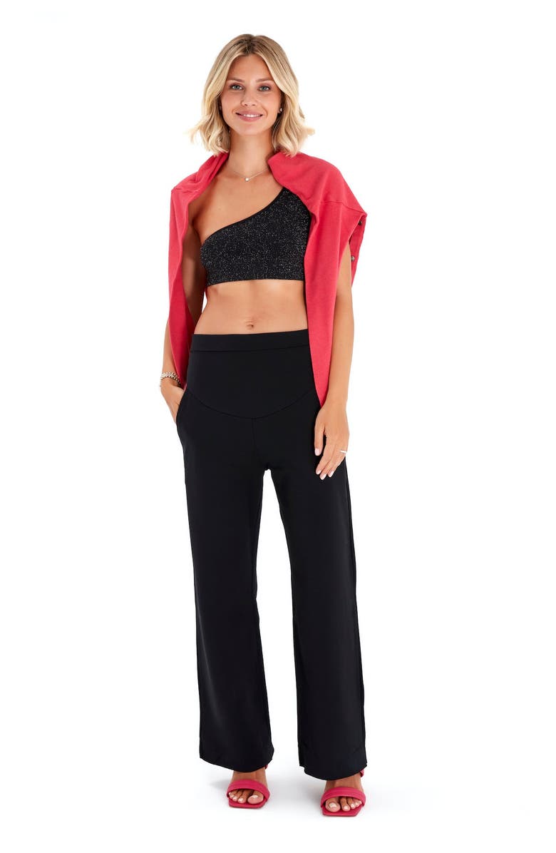 Accouchée Simply Cool Foldover Waistband Stretch Cotton Jogger Pants, Alternate, color, Black