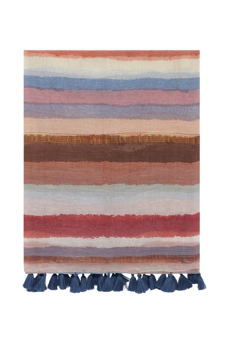Striped Lightweight Scarf, Main, color, Coral
