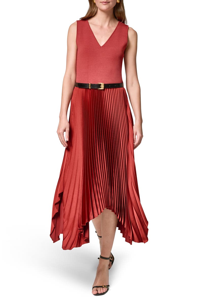 Sleeveless Pleated Dress, Main, color, SUNBAKED