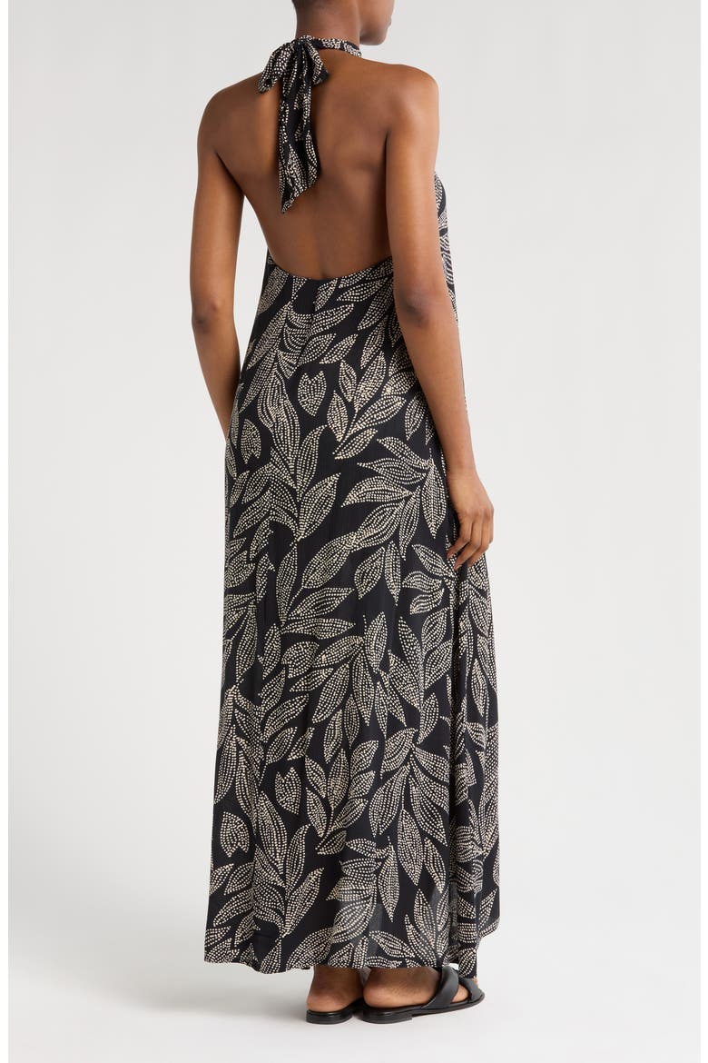 Halter Neck Cover-Up Maxi Dress, Alternate, color, BLACK CATAGENA PRINT