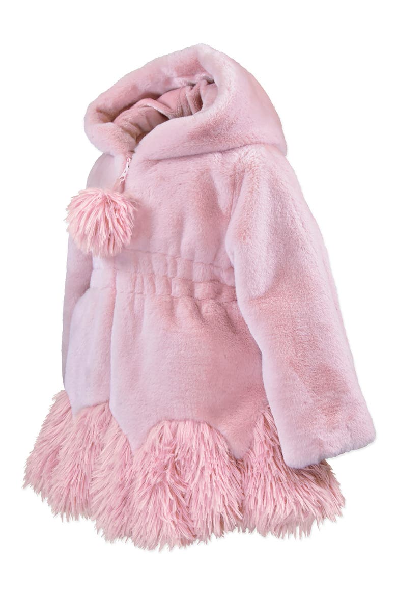 Faux Fur Smocked Waist Coat, Alternate, color, STRAWBERRY