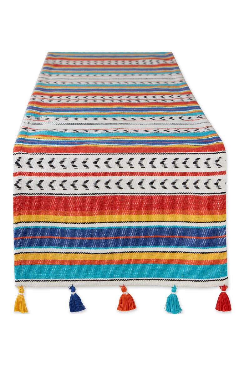 Picante Stripe Tassel Table Runner, Main, color, MULTI