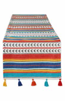Design Imports Picante Stripe Tassel Table Runner