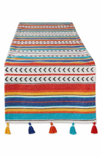 Design Imports Picante Stripe Tassel Table Runner