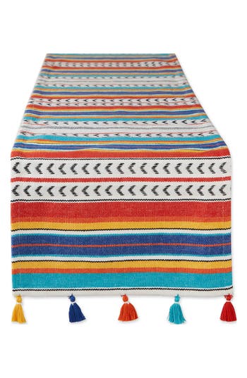 Design Imports Picante Stripe Tassel Table Runner In Multi