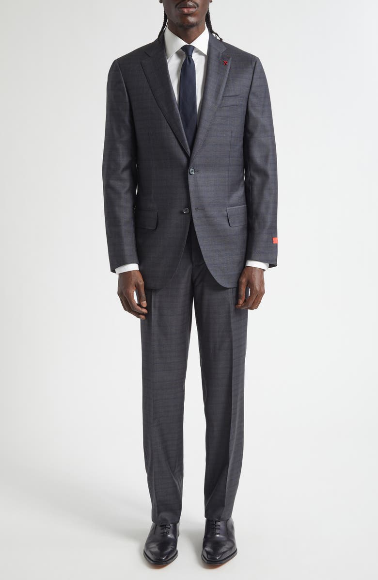 ISAIA Sanita Check Super 150s Merino Wool Suit, Main, color, Grey