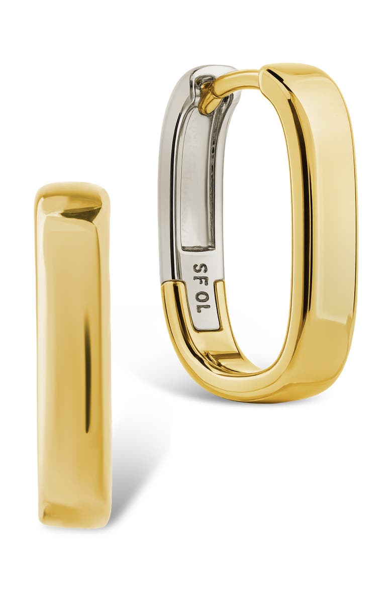 Sterling Forever Eilish Two-Tone Rectangular Hoop Earrings, Main, color, Dual Tone