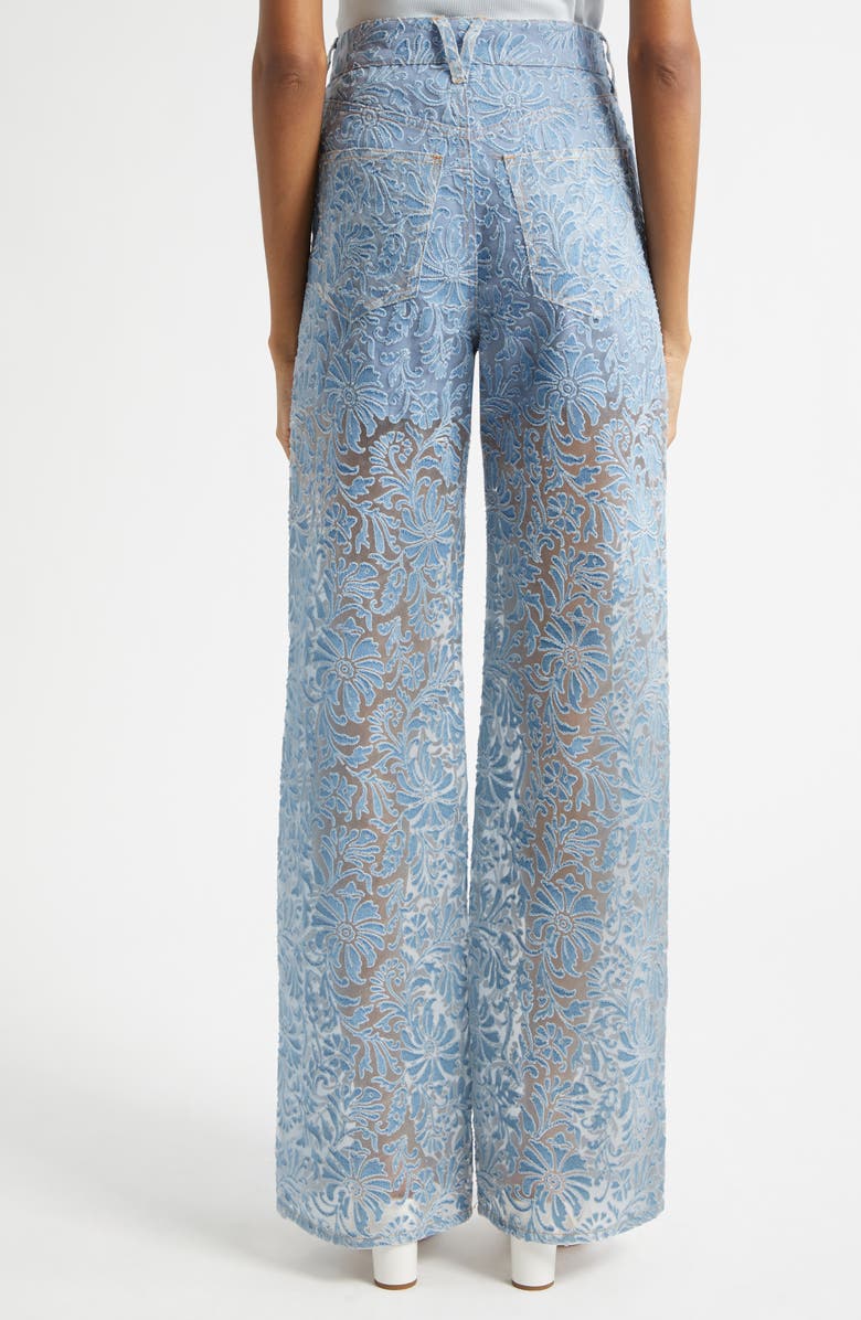 Veronica Beard Taylor Burnout Floral Wide Leg Jeans, Alternate, color, Lakeshore