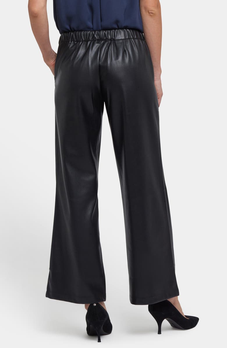 NYDJ Wide Leg Faux Leather Pants, Alternate, color, Black