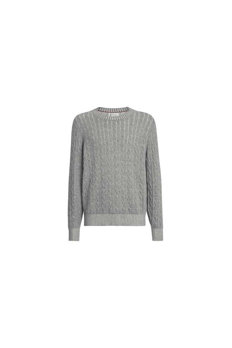 Cashmere vanisé cable knit sweater, Alternate, color, Dark Grey