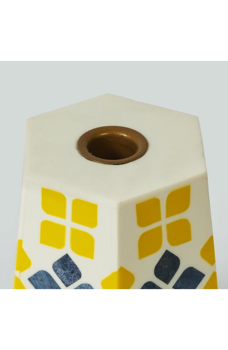 Mela Artisans Marigold Mosaic Inlay Candleholder, Alternate, color, Marigold