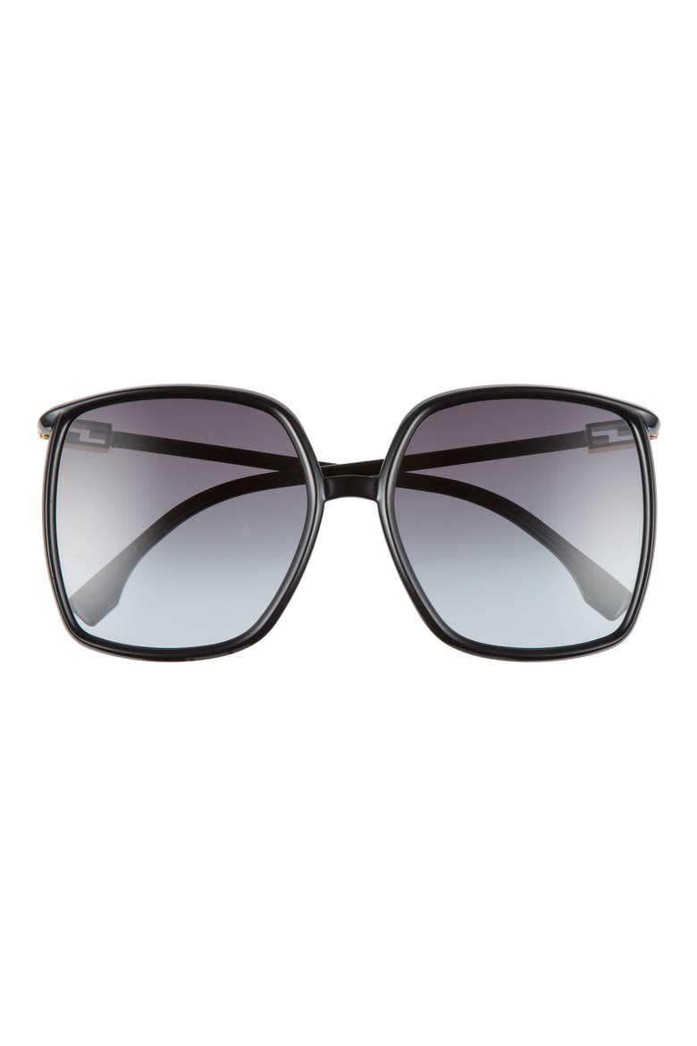 60mm Rectangle Sunglasses, Main, color, BLACK/ GRAY AZURE GRADIENT