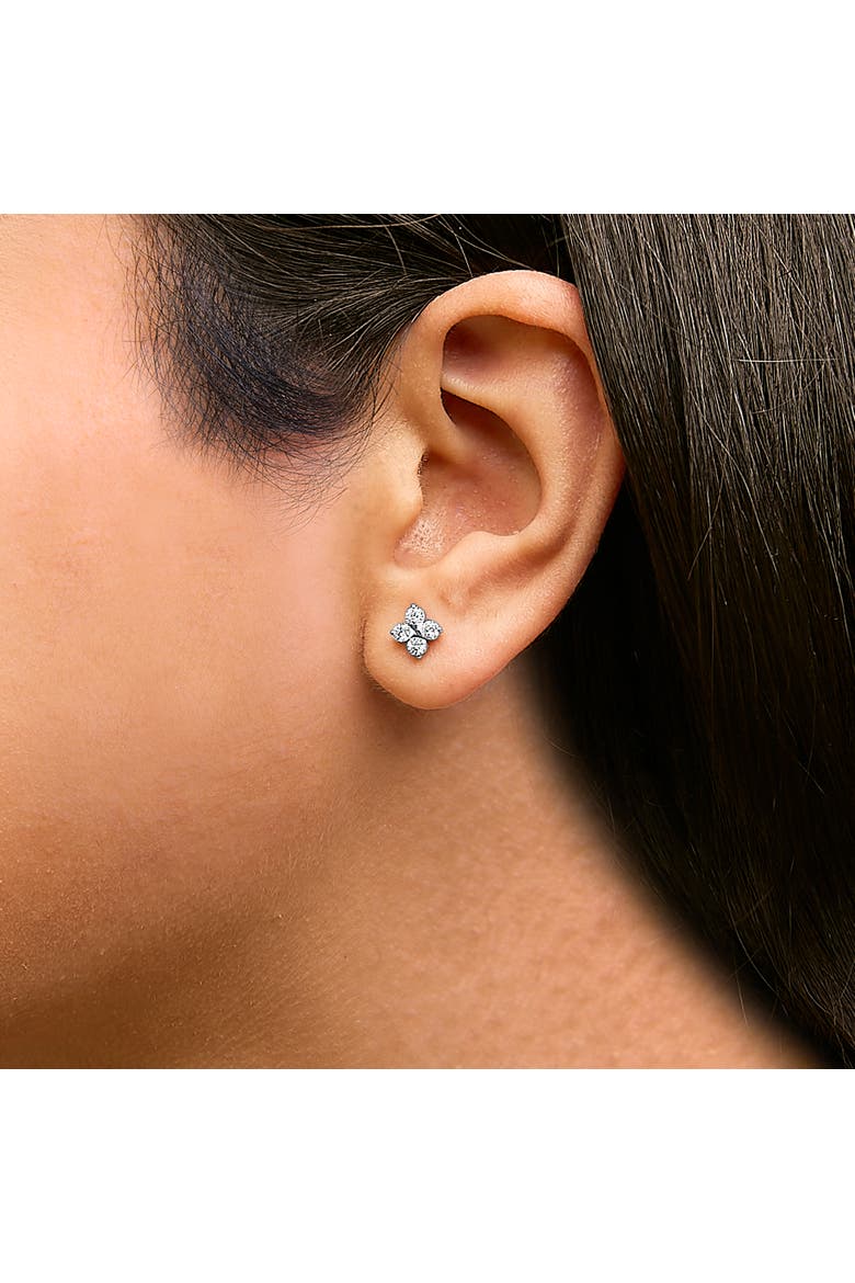 10K Gold 1/2 Cttw Lab Grown Diamond Snowflake Stud Earrings, Alternate, color, White