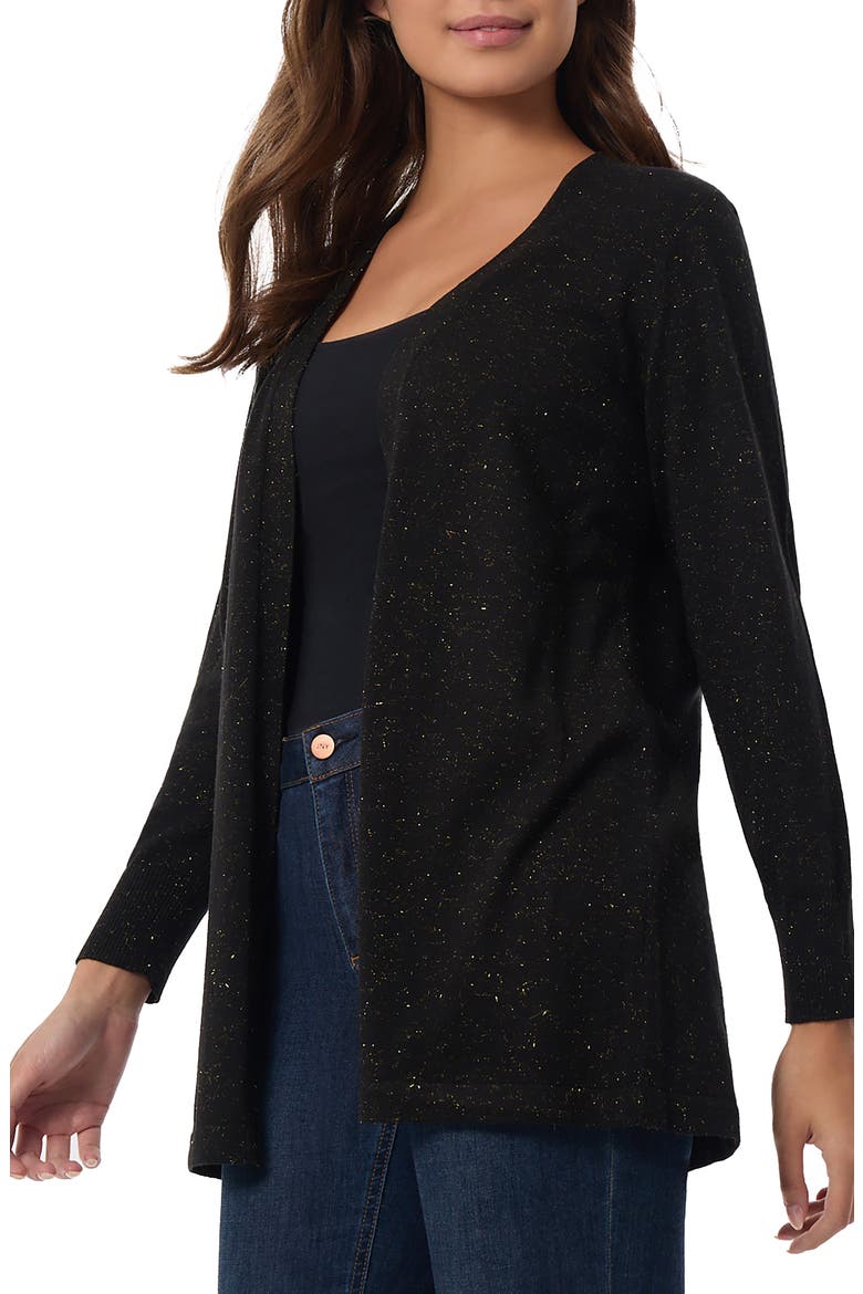 Open Front Cardigan, Alternate, color, JONES BLACK/ GOLD
