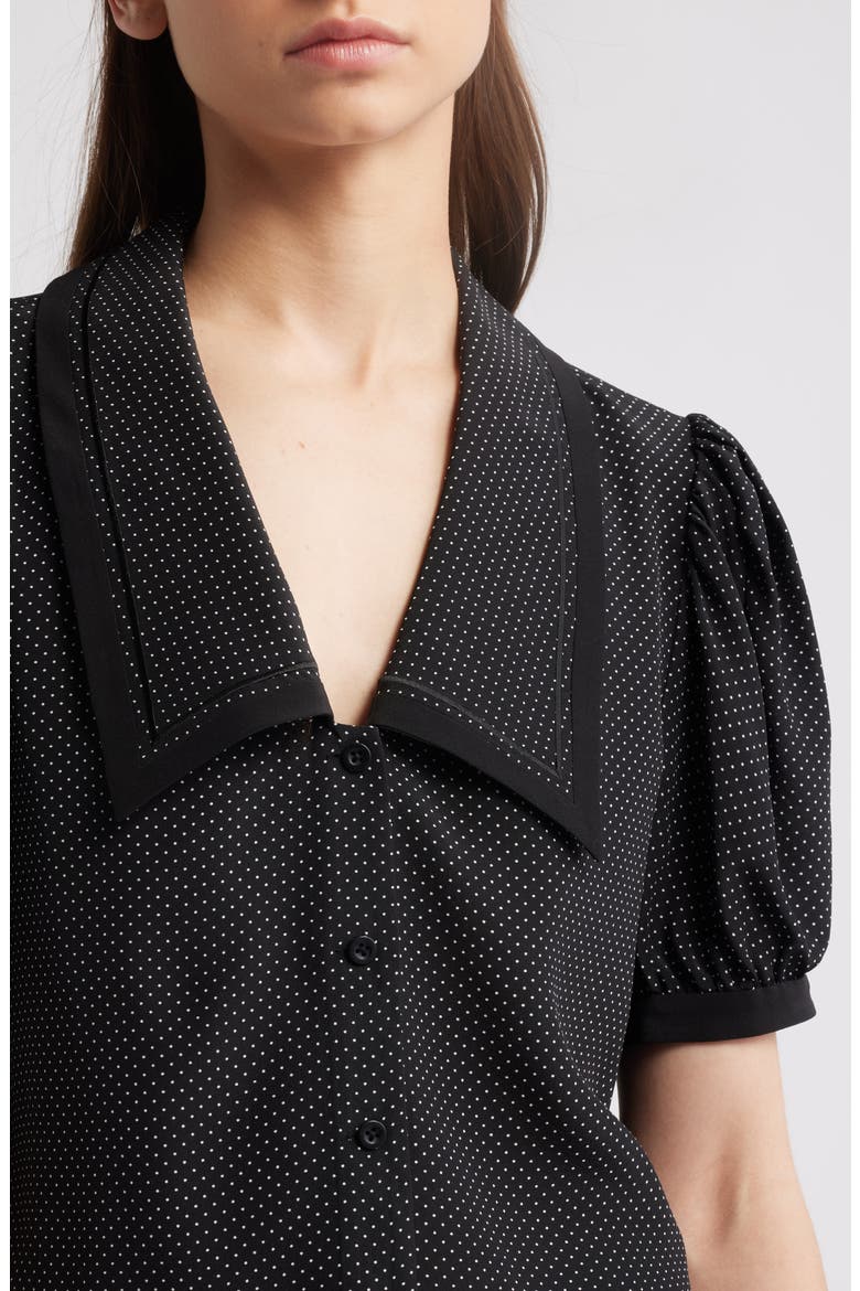 Silk Sailor Button-Up Top, Alternate, color, BLACK MULTI