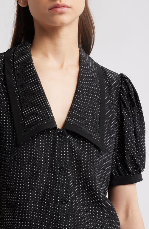 Frame Silk Sailor Button-up Top In Black