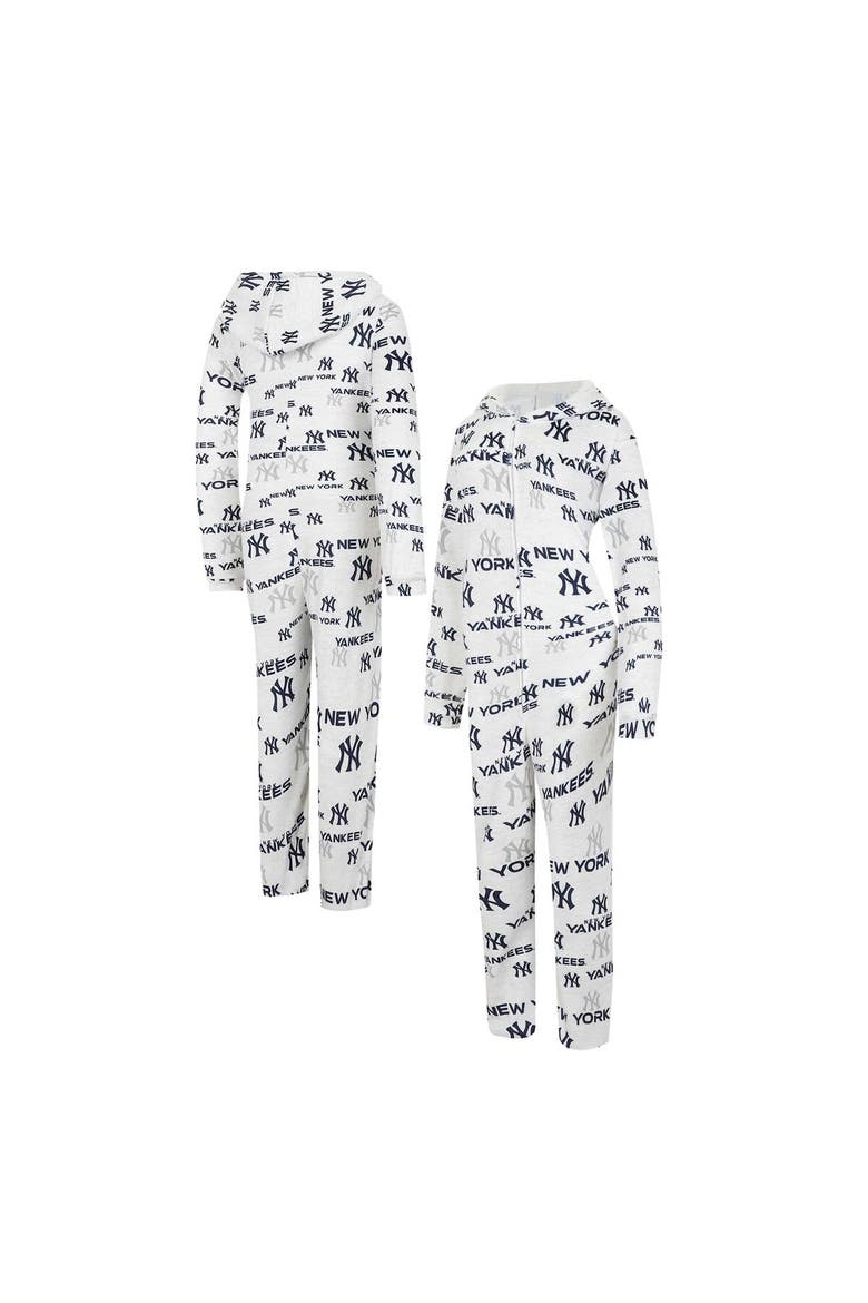 Women's Concepts Sport White New York Yankees Docket Microfleece Union Hooded Zippered Onesie, Main, color, White