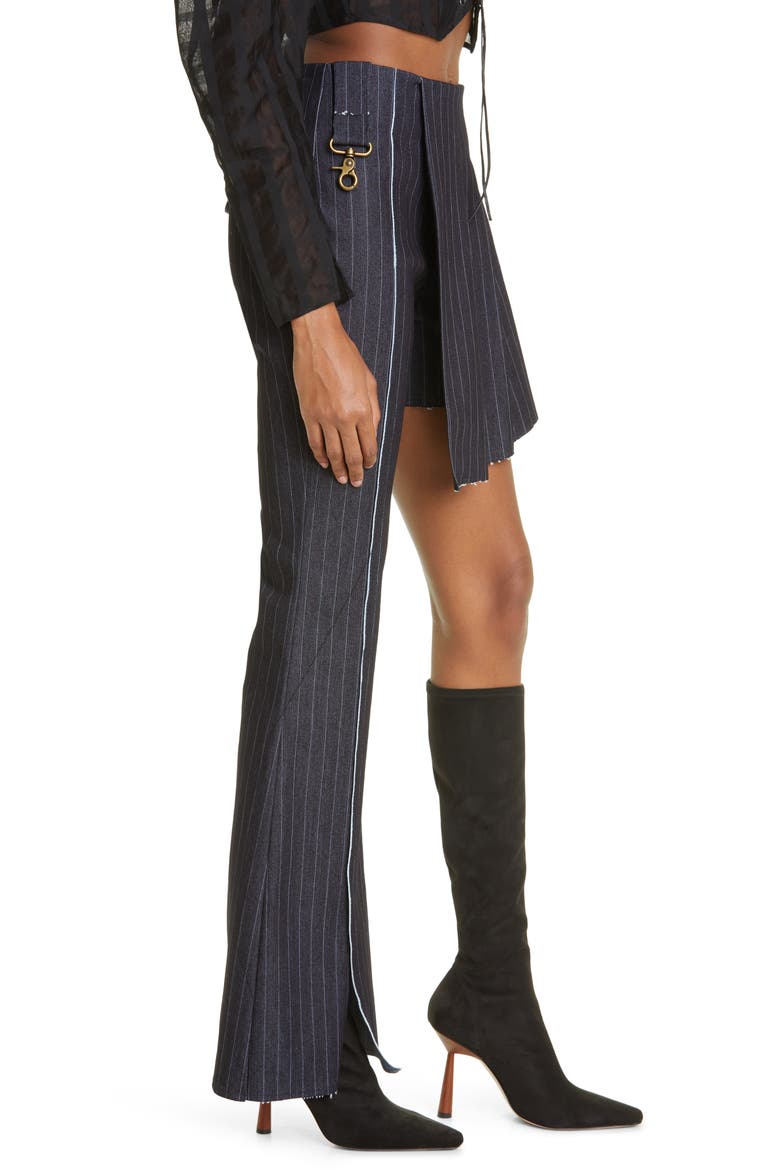 x ZACHARIAH Triad Pinstripe Raw Edge Cotton Blend Skirt Pants, Alternate, color, INDIGO