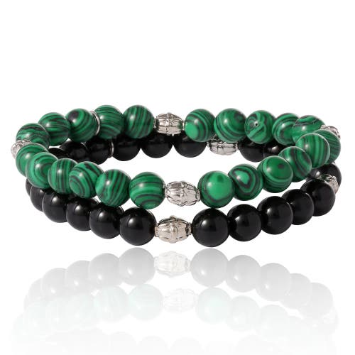 Lucky Brand Two-piece Stone Beaded Stretch Bracelets In Multi