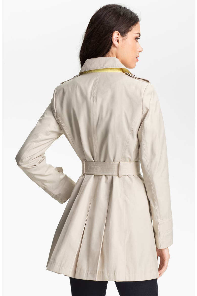 Pleat Back Trench Coat, Alternate, color, MUSLIN YELLOW