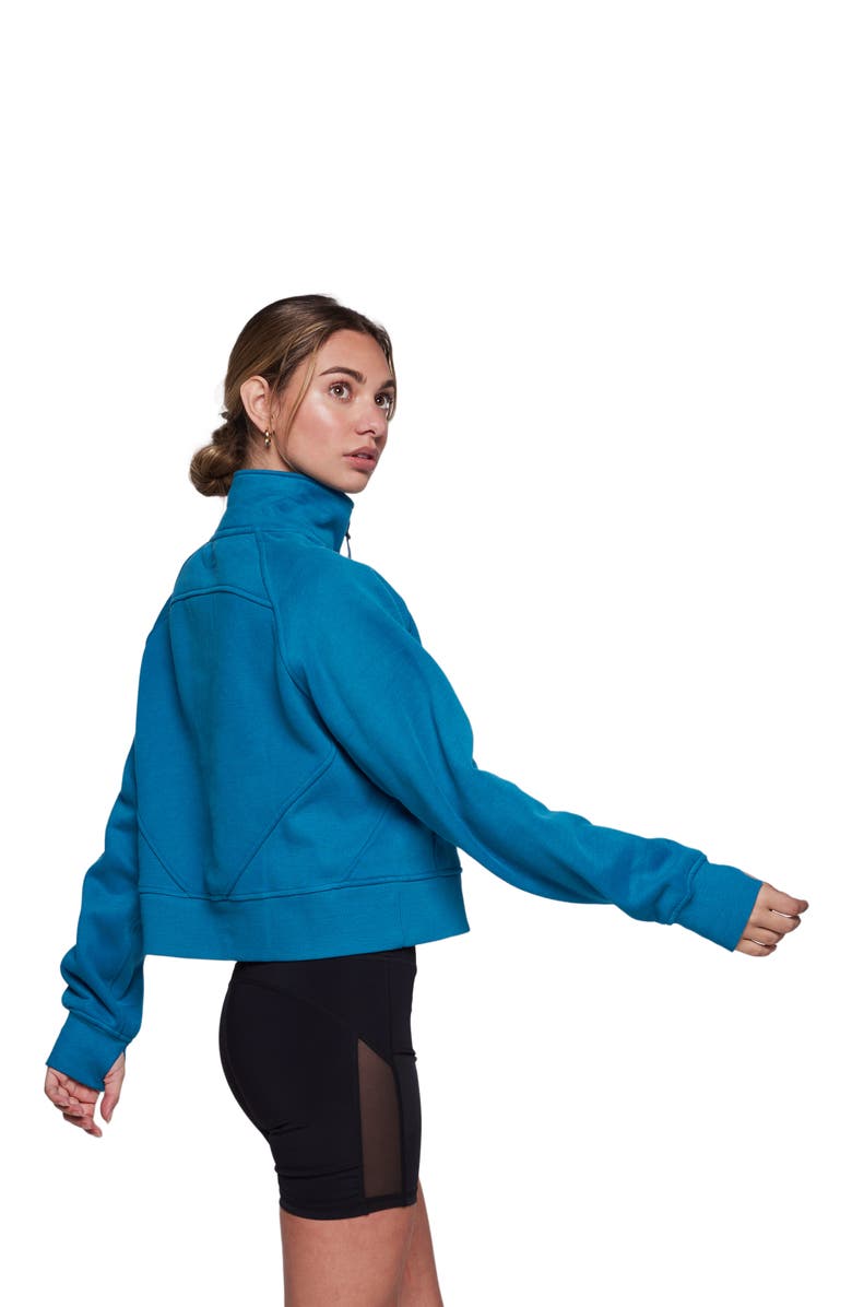Rebody Active Effortless Fleece Crop Half Zip Sweatshirt, Alternate, color, Moroccan Blue