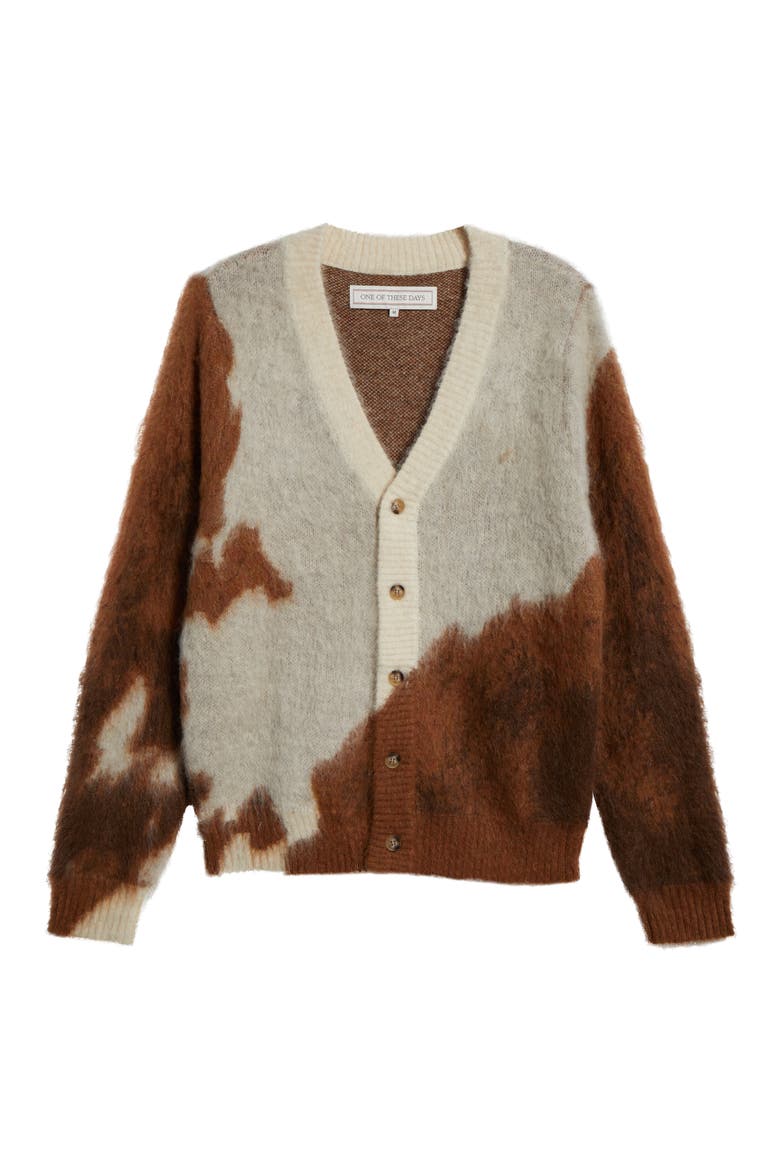 Horse Intarsia V-Neck Cardigan, Alternate, color, BROWN